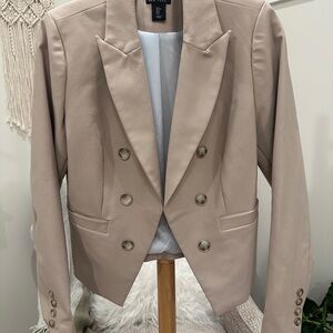 Nicole Miller New York Taupe Double Breasted Blazer S